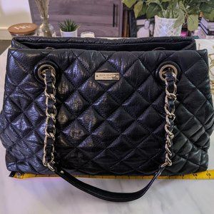 Kate Spade quilted leather bag in black & silver